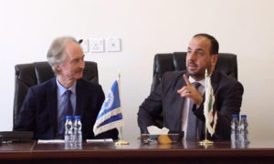 من اجتماع المبعوث الأممي الخاص إلى سوريا، غير بيدرسون مع نصر الحريري رئيس 