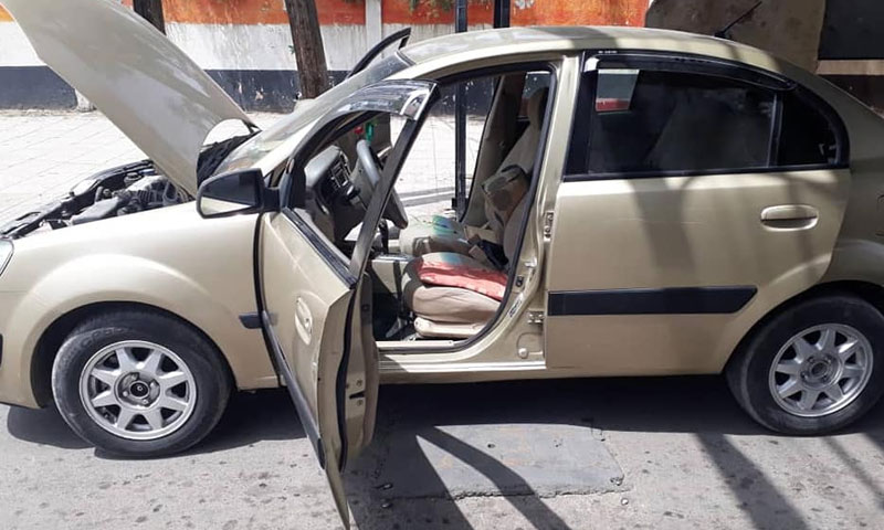 سيارة عثر بداخلها على عبوة ناسفة في منطقة بوابة الميدان في دمشق 24 نيسان 2019 (يوميات قذيفة هاون)
