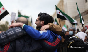 مظاهرة في مدينة الباب بريف حلب الشرقي- 5 نيسان 2019 (عنب بلدي)
