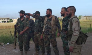 عناصر من قوات النمر التابعين لقوات الأسد في مشارف ريف حماة  أيار 2019 (قوات النمر على فيس بوك)