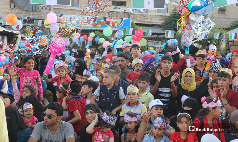 حفل للأطفال المهجرين بمناسبة عيد الفطر في عفرين بريف حلب - 6 من حزيران 2019 (عنب بلدي)