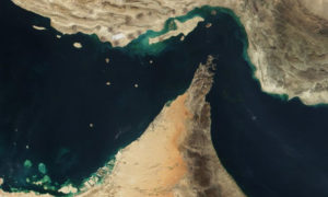 صورة من الأقمار الصناعية لمضيق هرمز في الخليج العربي 