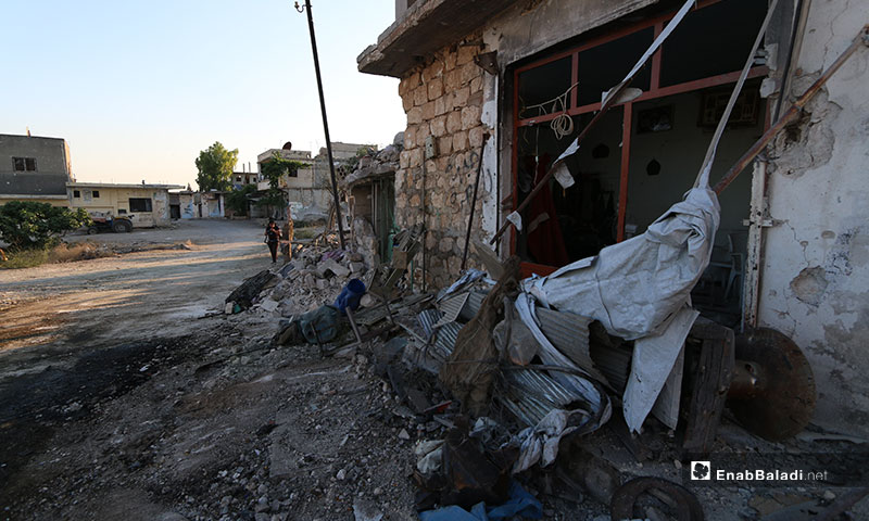 آثار قصف طيران النظام على بلدة محمبل غربي إدلب - 6 من تموز 2019 (عنب بلدي)