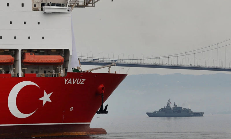 سفينة تنقيب عن الغاز أرسلتها تركيا إلى البحر المتوسط- أيار 2019 (AP)