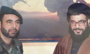 أمين عام حزب الله حسن نصر الله مع القيادي حسين المذبوح (جهاد الفوعاني على فبس بوك)