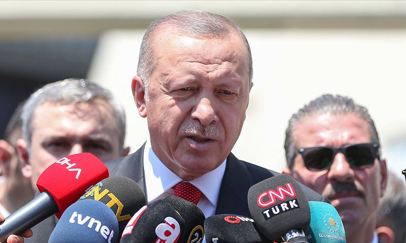 الرئيس التركي رجب طيب أردوغان في مؤتمر صحفي عن تفجير ديار بكر- 13 من أيلول 2019 (الأناضول)