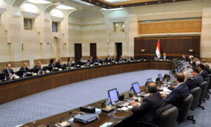 اجتماع رئيس حكومة النظام مع الوزراء خلال الجلسة الأسبوعية- 29 من أيلول 2019 (رئاسة مجلس الوزراء- فيس بوك)