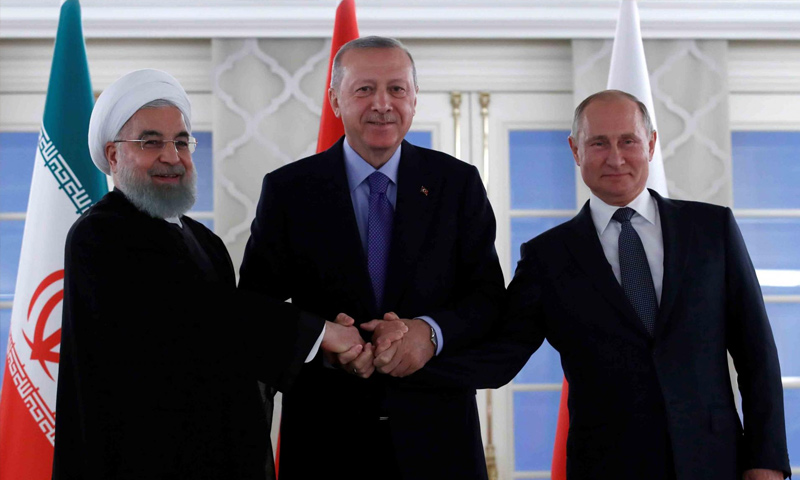الرؤساء بوتين وأردوغان وروحاني في قمة أنقرة - 16 من أيلول 2019 (رويترز)