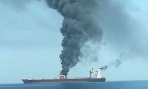 انفجار على متن ناقلة نفط إيرانية قبالة سواحل جدة - 11 تشرين الأول 2019 (وكالة فارس الإيرانية)