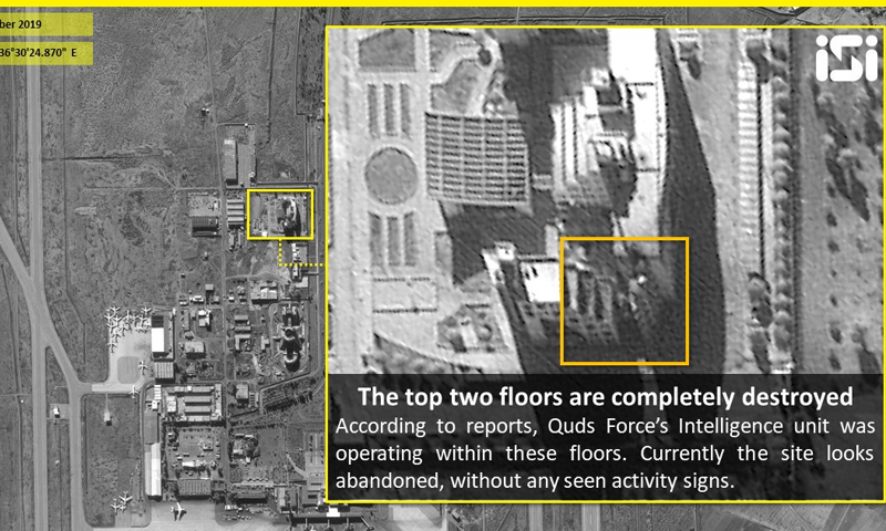 صورة من الأقمار الاصطناعية تظهر استهداف اسرائيل لموقع في مطار دمشق الدولي (ISI)