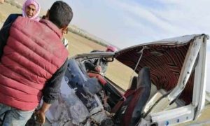 تصادم سيارة بمصحفىة روسية بمحيط مدينة منبج بريف حلب 22 تشرين الثاني 2019 (هاوار)
