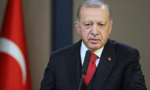 الرئيس التركي رجب طيب أردوغان في مؤتمر صحفي في أنقرة - 7 تشرين الثاني 2019 (الأناضول)