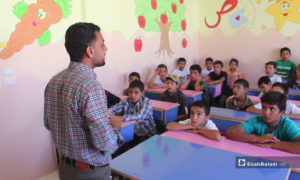 مدرسة ابتدائية في ريف حلب الشمالي - 2019 (عنب بلدي)
