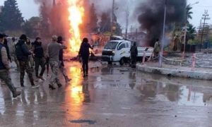 انفجار عربة مفخخة قرب دوار الجوزة في مدينة راس العين شمال الحسكة 5 كانون الأول 2019 (الخابور)