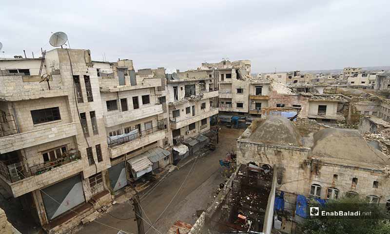 مدينة معرة النعمان بريف إدلب الجنوبي خالية من سكانها بسبب التصعيد العسكري من النظام وروسيا 29 كانون الأول 2019 (عنب بلدي)
