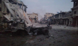 قصف على مدينة أريحا في ريف إدلب 29 من كانون الثاني 2020 - (الدفاع المدني السوري)