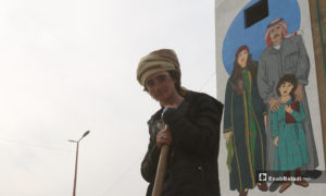 رسوم على أحد الجدران في الرقة ضمن حملة 
