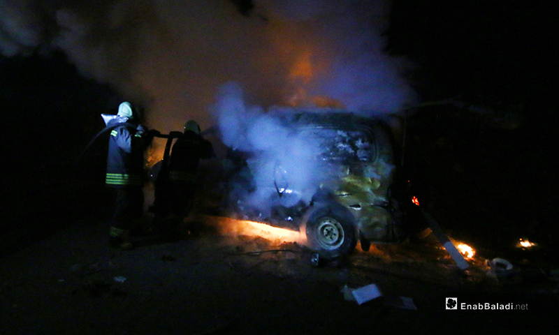 استهداف سيارة إسعاف بغارة جوية في مدينة إدلب 6 من شباط 2020 (عنب بلدي)