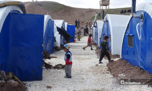 مخيم التل في بلدة دابق الذي شيد بعد موجات النزوح الأخيرة من أرياف إدلب وحلب-  شباط 2020 (عنب بلدي)