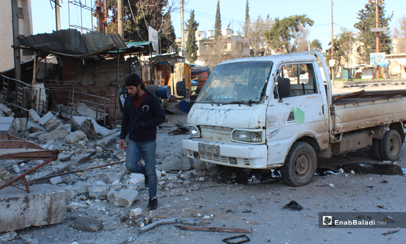 آثار قصف قوات النظام على مدينة إدلب - 25 شباط 2020 (عنب بلدي)