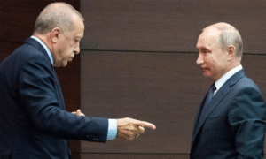 الرئيس التركي رجب طيب أرؤدوغن والرئيس الروسي فلاديمير بوتين (رويترز)