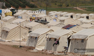 مخيم قرية بحورتة بريف حلب الشمالي- 16 من نيسان (عنب بلدي)