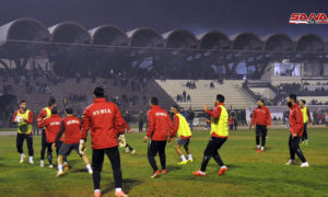 تدريبات المنتخب السوري على أرض ملعب الفيحاء في دمشق 2018 (سانا)

