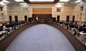 اجتماع لحكومة النظام السوري برئاسة عماد خميس - 26 نيسان 2020 (رئاسة مجلس الوزراء فيس بوك)