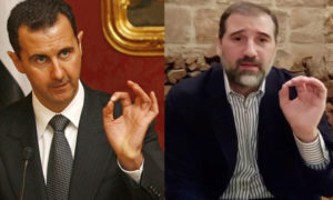 رئس النظام السوري بشار الأسد ورجل الأعمال رامي مخلوف (تعديل عنب بلدي)