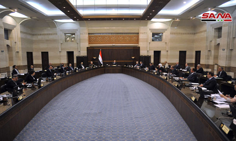 جلسة مجلس الوزراء في حكومة النظام السوري لإقرار إجراءات في القطاعات الزراعية والصناعية- 17 من أيار (سانا)