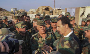 رئيس النظام السوري مع ضباط من جيشه - 22 تشرين الأول 2019 (رئاسة الجمهورية )