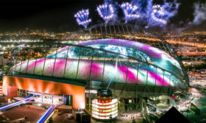استاد خليفة الدولي في حفل افتتاحه بعد التعديلات التي أجريت عليه لاستضافة كأس العالم 2022 في قطر- (qatar2022)