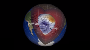 رسم ثلاثي الأبعاد لمنطقة الشذوذ المغناطيسي جنوب الأطلسي (ناسا) 