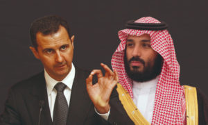 رئيس النظام السوري بشار الأسد وولي العهد السعودي محمد بن سلمان (تعديل عنب بلدي)