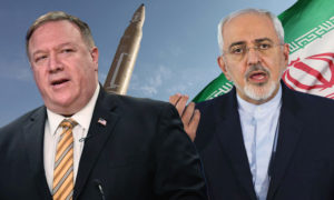 رئيس الخارجية الأميركية مايك بومبيو ورئيس الخارجية الإيراني جواد ظريف 15 من آب (تعديل_عنب بلدي)