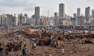 مرفأ بيروت بعد التفجير 4 من آب 2020 (تويتر)