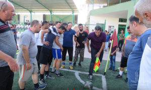إحدى مباريات كرة القدم المقامة في الباب بريف حلب (المجلس المحلي لمدينة الباب)