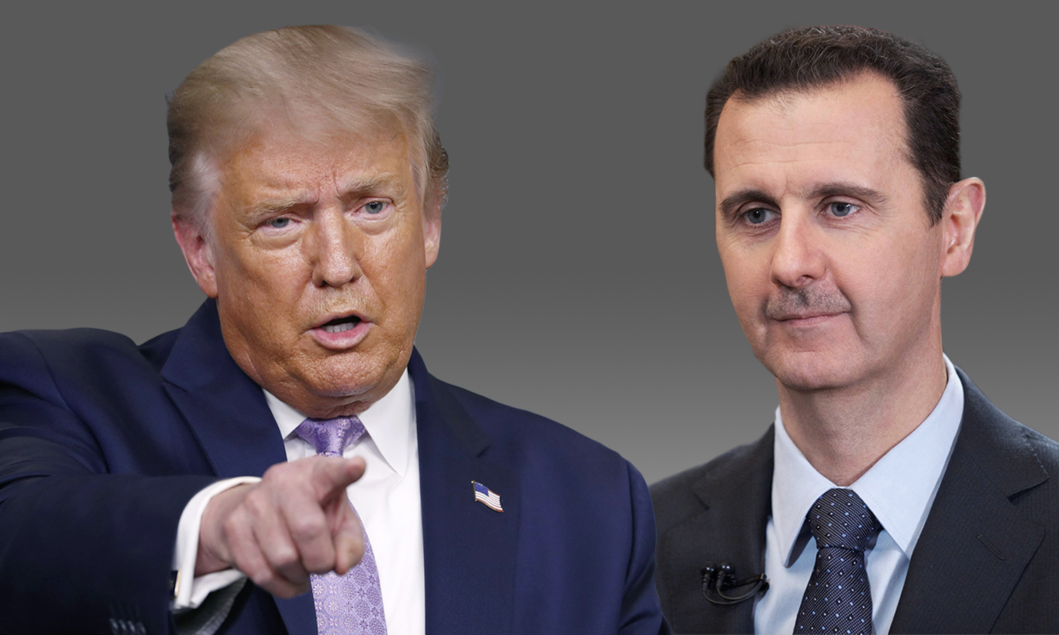 الرئيس الأمريكي دونالد ترامب ورئيس النظام السوري بشار الأسد (عنب بلدي)
