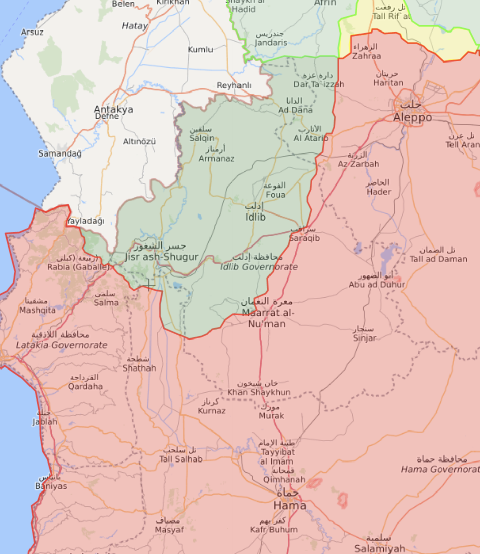 خريطة تظهر توزع السيطرة في الشمال السوري - 16 أيلول 2020 (Livemap)