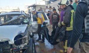 تفجير عبوة ناسفة بسيارة القاضي ملحم ملحم في اعزاز - 18 من تشرين الأول 2020 (الدفاع المدني)