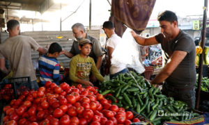 أحد أسواق مدينة الباب بريف حلب في ظل انتشار فيروس 