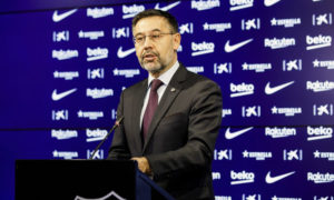 بارتيميو لحظة اعلان استقالته 27 من تشرين الأول 2020 (الموقع الرسمي لنادي برشلونة)
