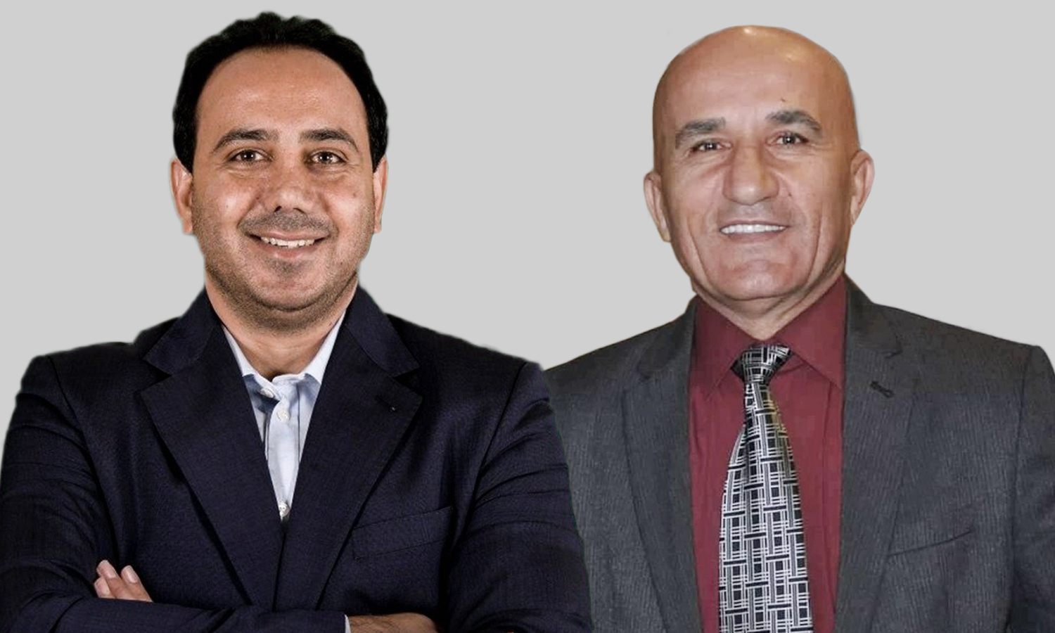 رئيس اتحاد كرة القدم السوري حاتم الغايب ورئيس نادي الوحدة ماهر السيد (تعديل عنب بلدي)