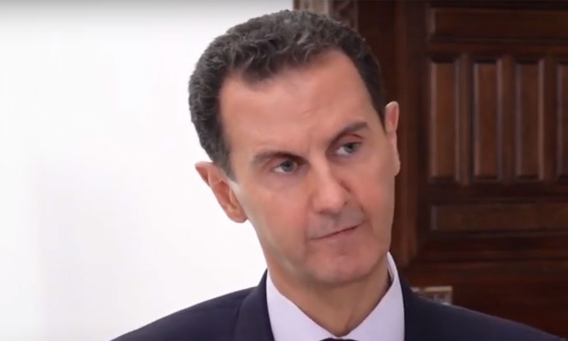 بشار الأسد في لقطة من اللقاء مع وكالة سبوتنيك الروسية 7 من تشرين الأول 2020 (سبوتنيك)