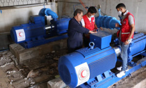 إصلاح مضخات المياه المغذية للريف الشرقي في درعا - 14 تشرين الأول 2020 (فيس بوك- الهلال الأحمر السوري)
