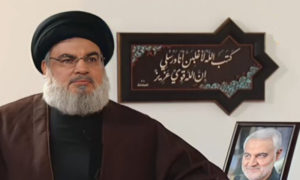 الأمين العام لحزب الله حسن نصرالله خلال مقابلة مع قناة الميادين اللبنانية - 27 من كانون الأول 2020 (الميادين)