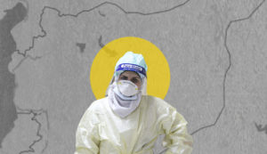 إحدى الممرضات في قسم علاج فيروس "كورونا المستجد" في مشفى الزراعة بمدينة إدلب - 14 حزيران 2020 (تعديل عنب بلدي)