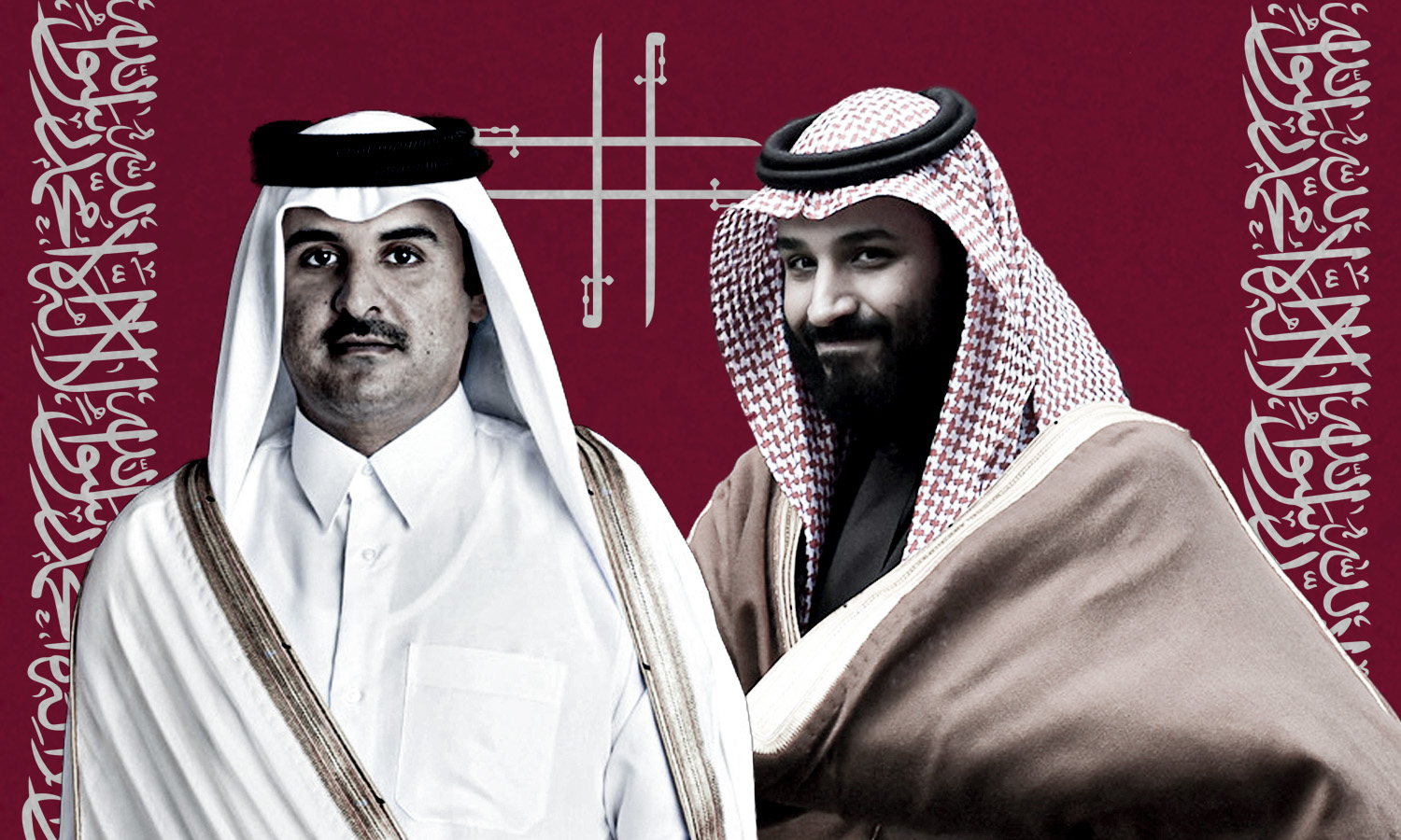 أمير قطر تميم بن حمد وولي العهد السعودي محمد بن سلمان (عنب بلدي)