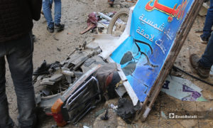 آثار انفجار قرب مقر الحكومة المؤقتة في مدينة اعزاز - 31 من كانون الثاني 2021 (عنب بلدي/بشار الفارس)