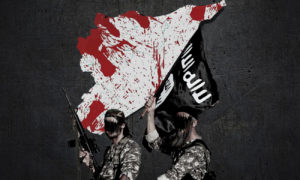 مقاتلان من تنظيم الدولة في الرقة - 30 حزيران 2014 (رويترز/ تعديل عنب بلدي)